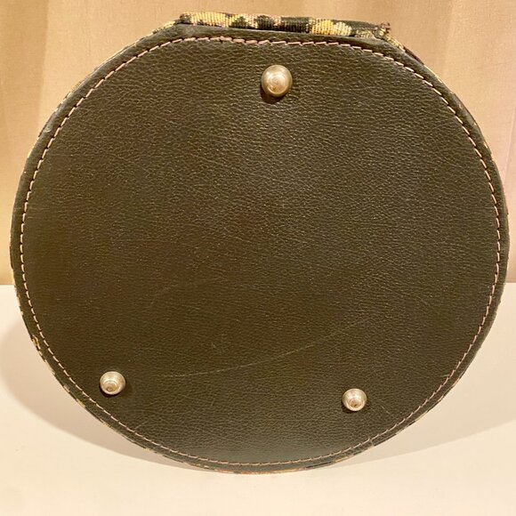 Vintage Floral‎ Tapestry Zippered Hat or Wig Box 13"x13" Travel Case with Lock - Picture 12 of 15